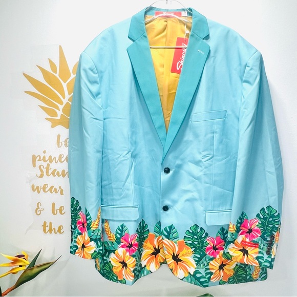 SHINESTY HIBISCUS Floral Hawaiian Derby Men’s Blazer NWT Size 56 - Picture 2 of 16